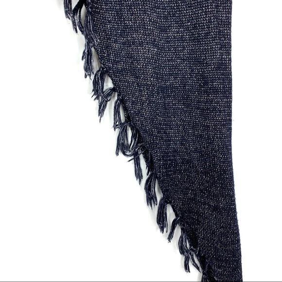 White House Black Market Navy Blue Metallic Fleck  Sweater With Removable Scarf - Picture 8 of 16